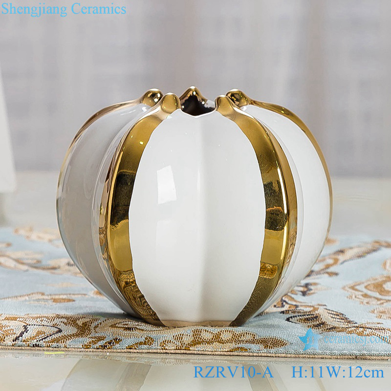 Colored glazed gilt shaped decorative porcelain vase RZRV10-A