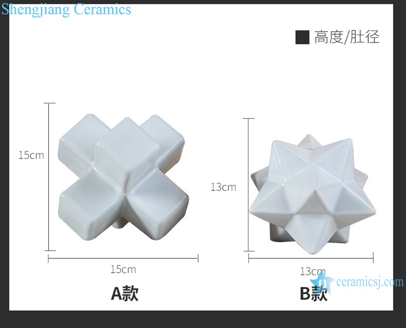 Three dimensional five pointed star ceramic abnormity decorations RZRV11-a-b