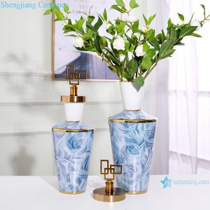 RZRV34-A-B White decorative ceramic artwork flower arrangement