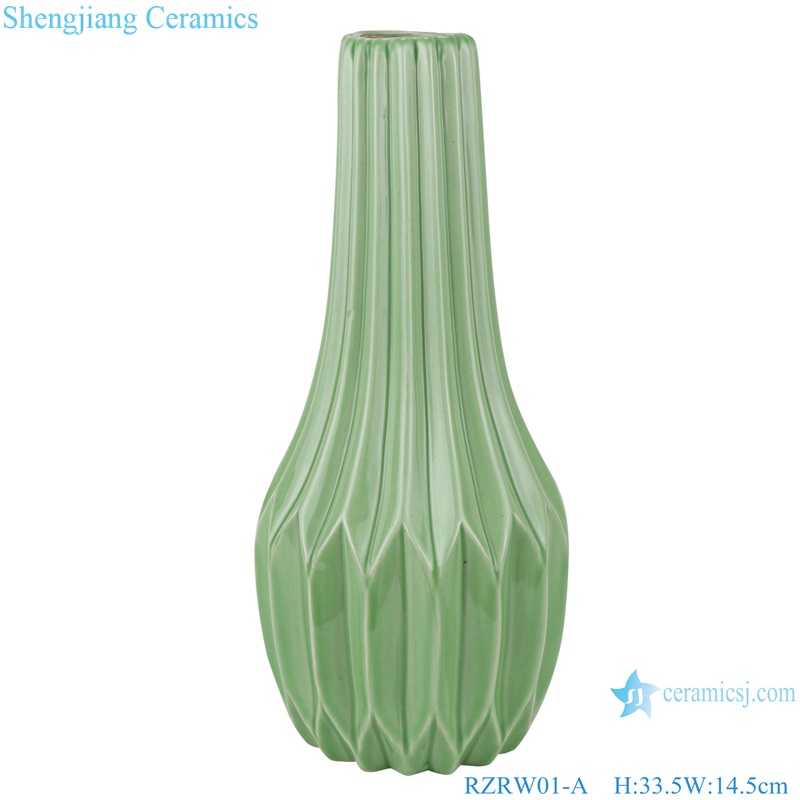 Color glaze dry flower household decoration porcelain vase green RZRW01-A