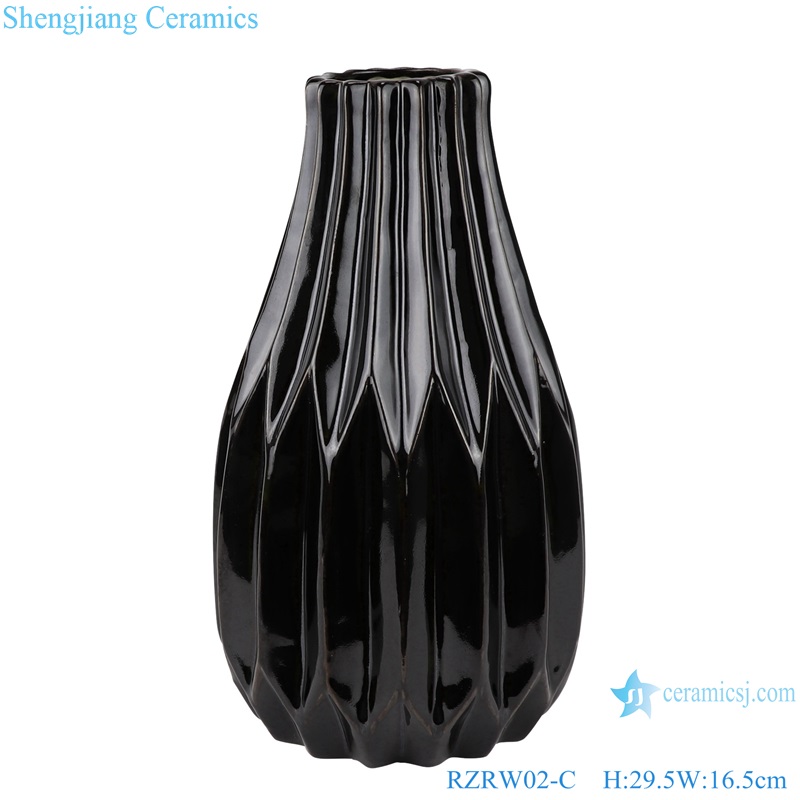 Color glaze dry flower household decoration porcelain vase black RZRW02-C