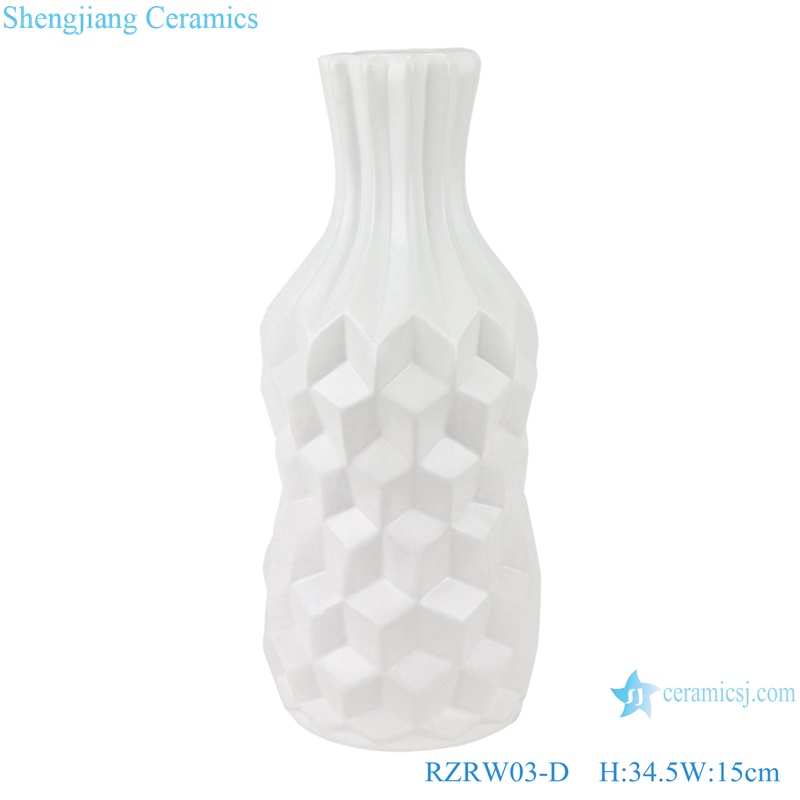 Creative arts and crafts plaid pattern ceramic furnishing vases white RZRW03-D