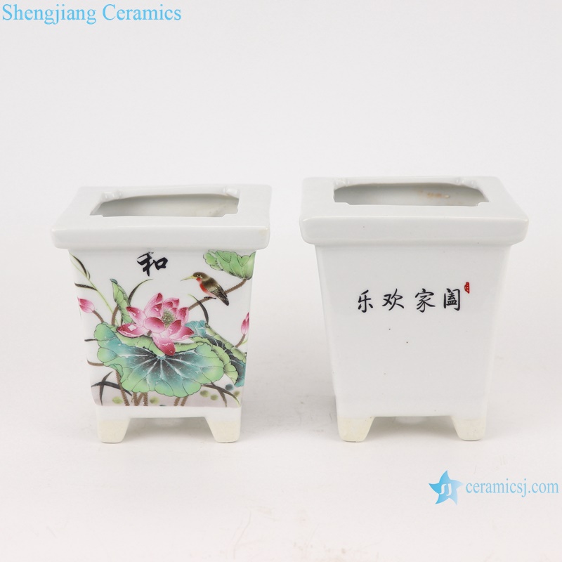 Chinese small square mouth design ceramic planter decoration