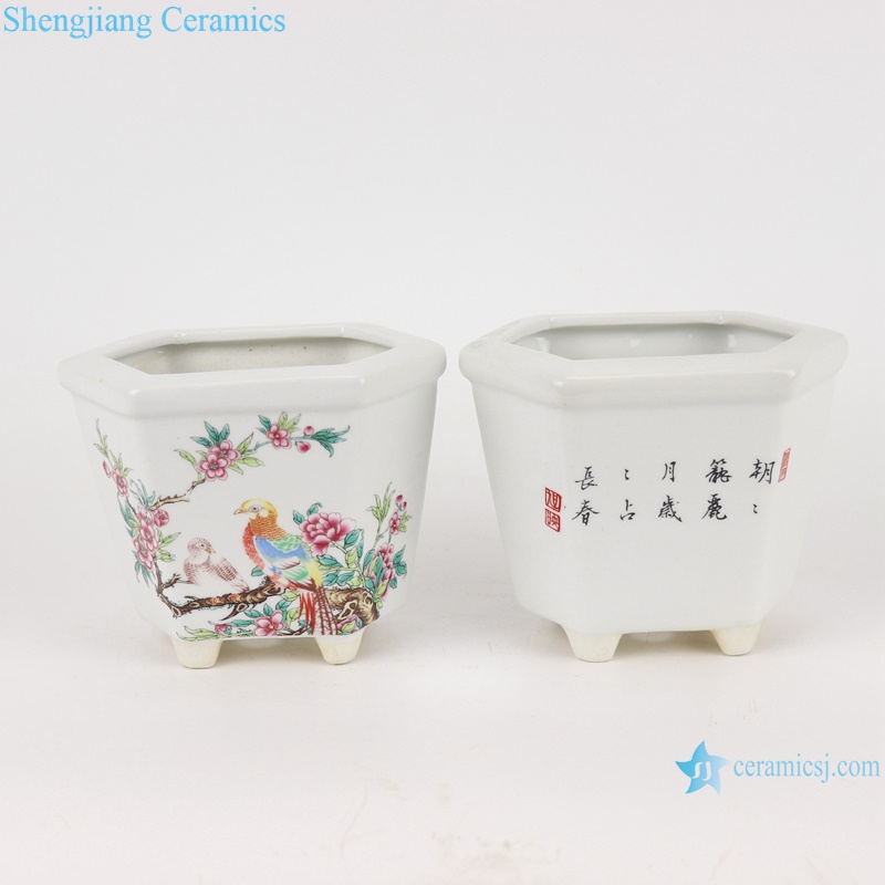 RYXP42- A/B/C small sexangle mouth shape group ceramic planter decoration