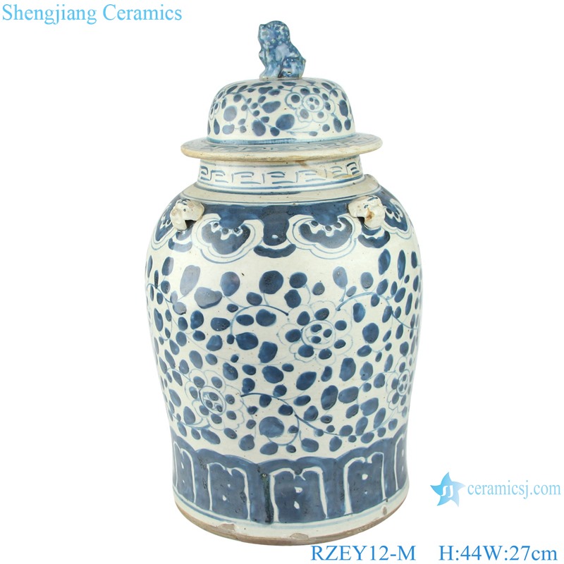 Chinese handmade Blue and white porcelain general pot flower design RZEY12-M