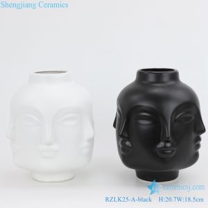 RZLK25 Chinese ceramics black fcae vase