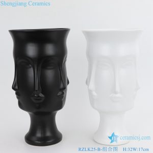 RZLK25 B Chinese ceramics black fcae vase