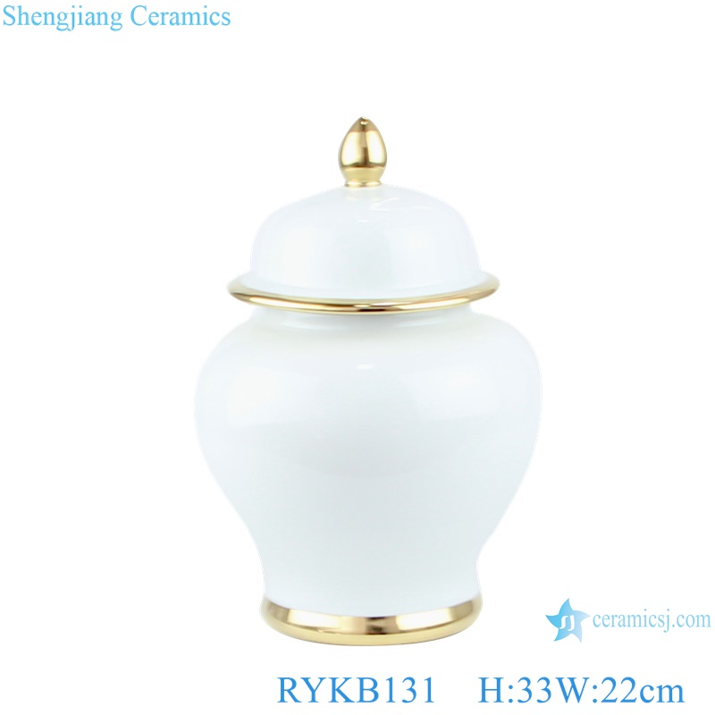 RYKB131 Low-key Luxury pure white with gold decoration ceramic ginger jar