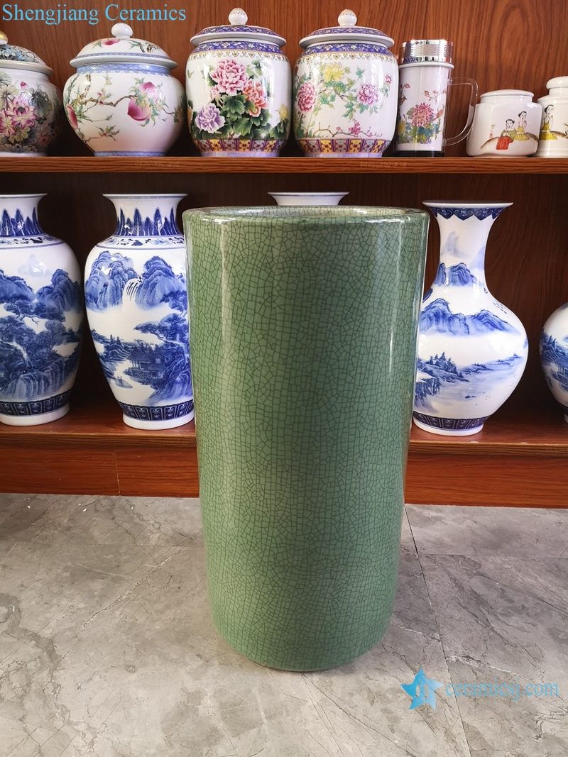 Chinese handmade decorative porcelain vase green color RYYV07-B-S