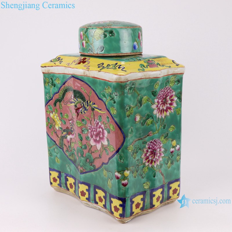 Chinese handmade powdery ceramic square ceramic storage tank RZFA15