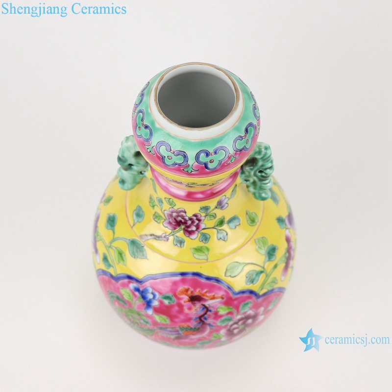 Chinese handmade powder enamel can with two ears RZFA17