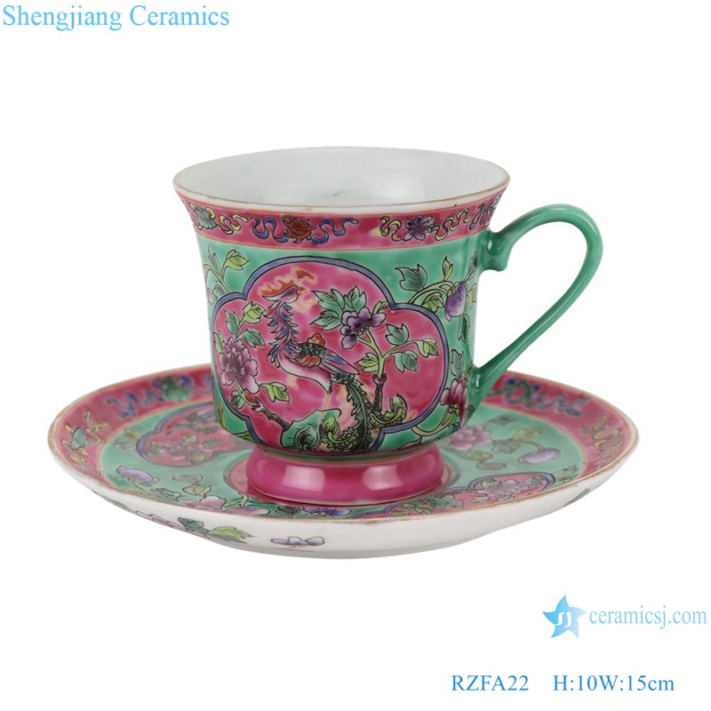Chinese handmade powder enamel ceramic teapot and teacup RZFA22