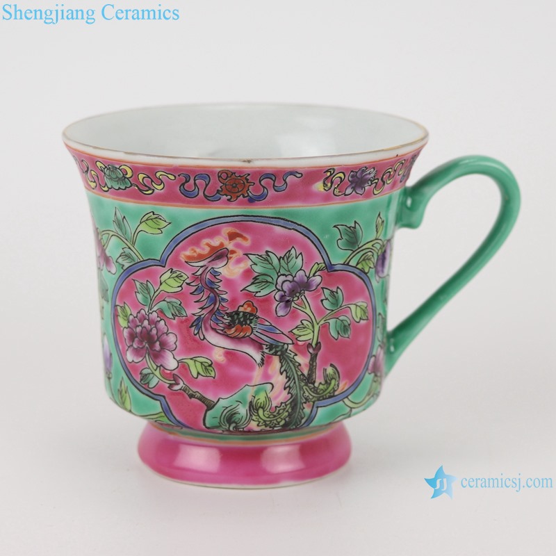 Chinese handmade powder enamel ceramic teapot and teacup RZFA22
