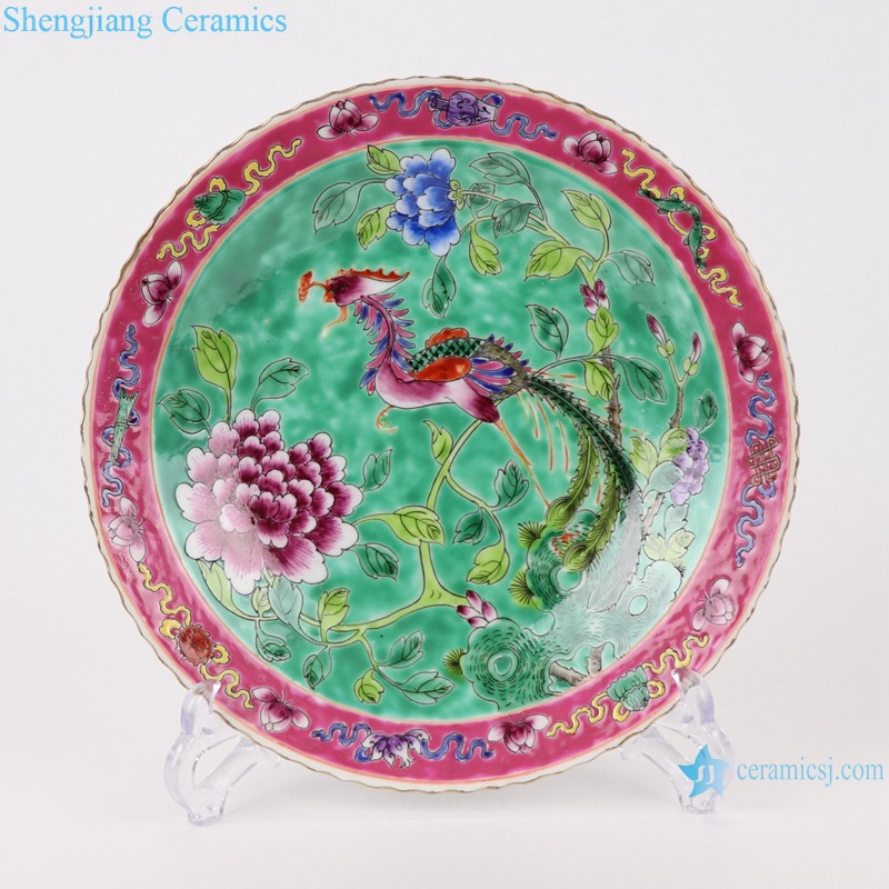 Chinese handmade powder enamel ceramic plate sets RZFA23