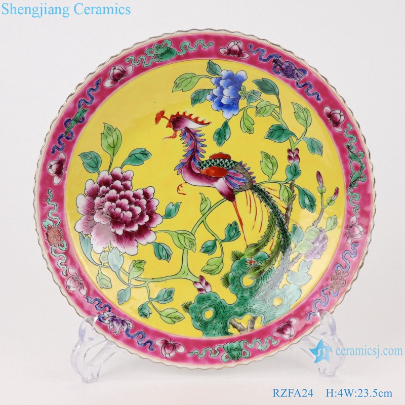 Chinese handmade powder enamel ceramic plate sets RZFA24