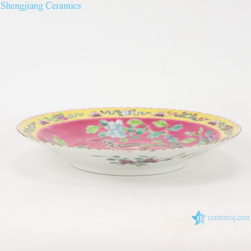 Chinese handmade powder enamel ceramic plate sets RZFA25