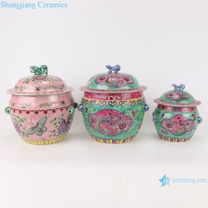RZFA26-27 Chinese handmade powder enamel porcelain rice container set