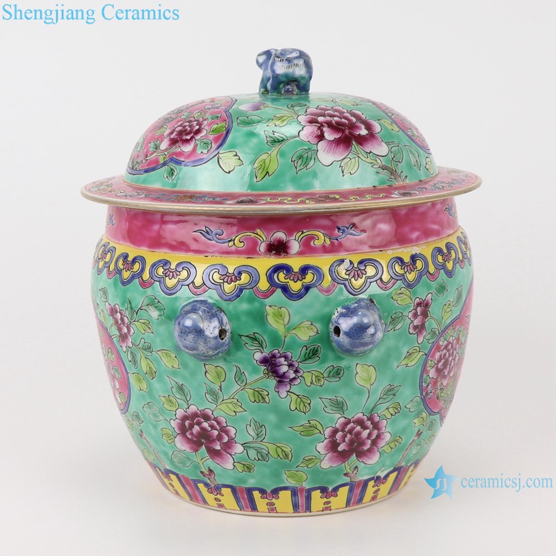 Chinese handmade powder enamel ceramic rice container set RZFA26-B
