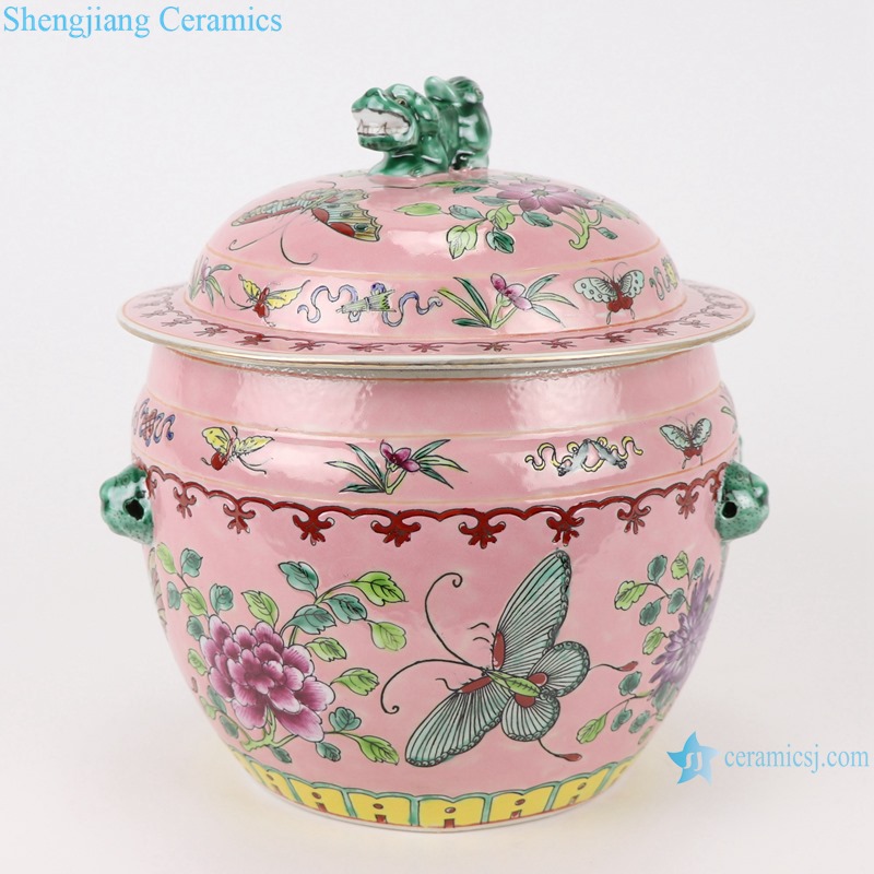 Chinese handmade powder enamel ceramic rice container set RZFA27