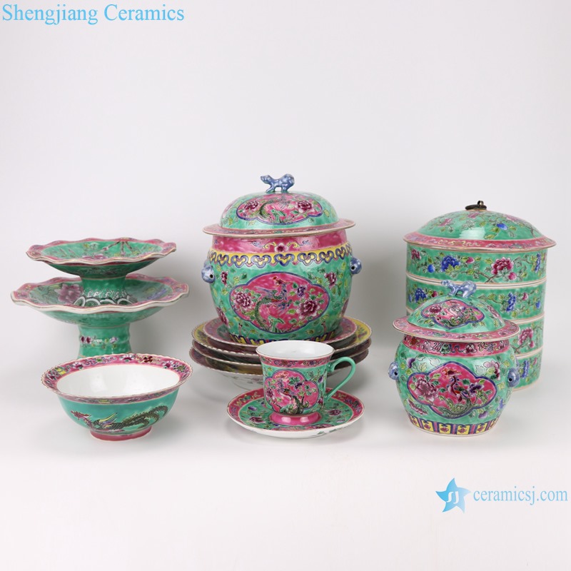 Chinese handmade porcelain powder enamel tableware sets RZFA
