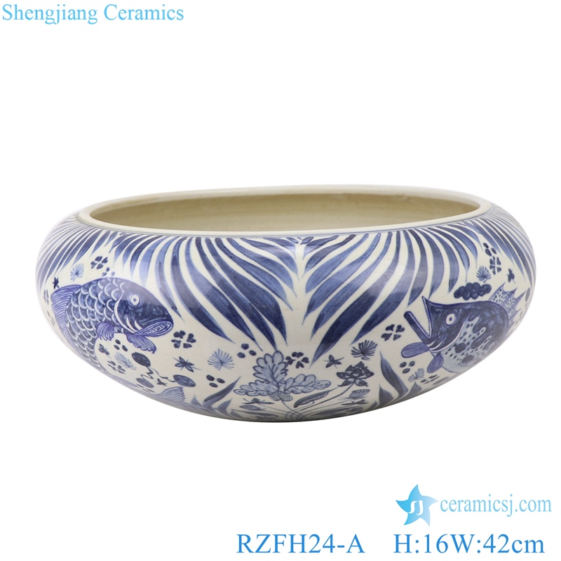 RZFH24-A Chinese handmade blue and white porcelain pot fish design