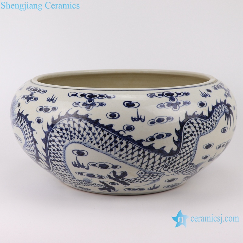RZFH25 Chinese handmade blue and white ceramic pot dragon design