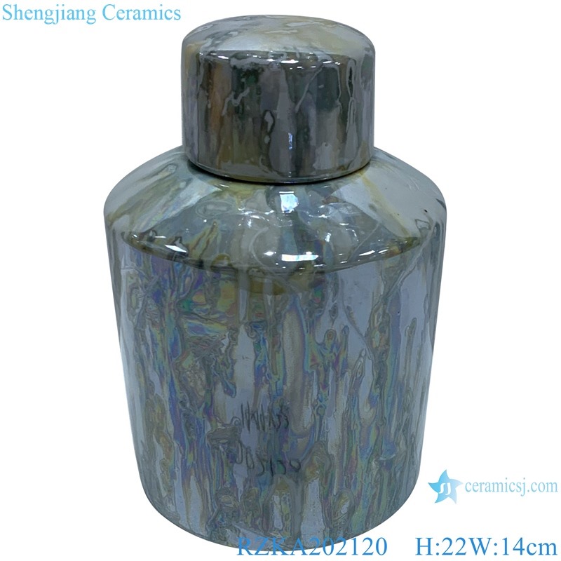 RZKA202120 Straight tube electroplated shell texture jar jewelry box 