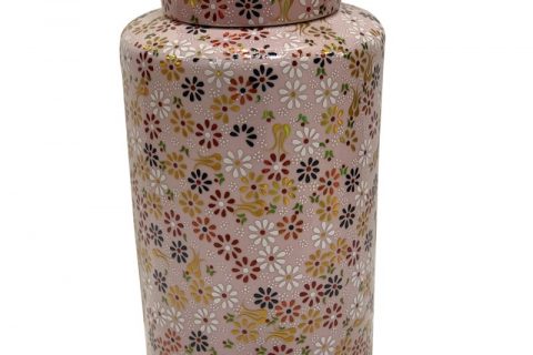 RZKA202141 Pink flowers embellished tall ceramic l pots