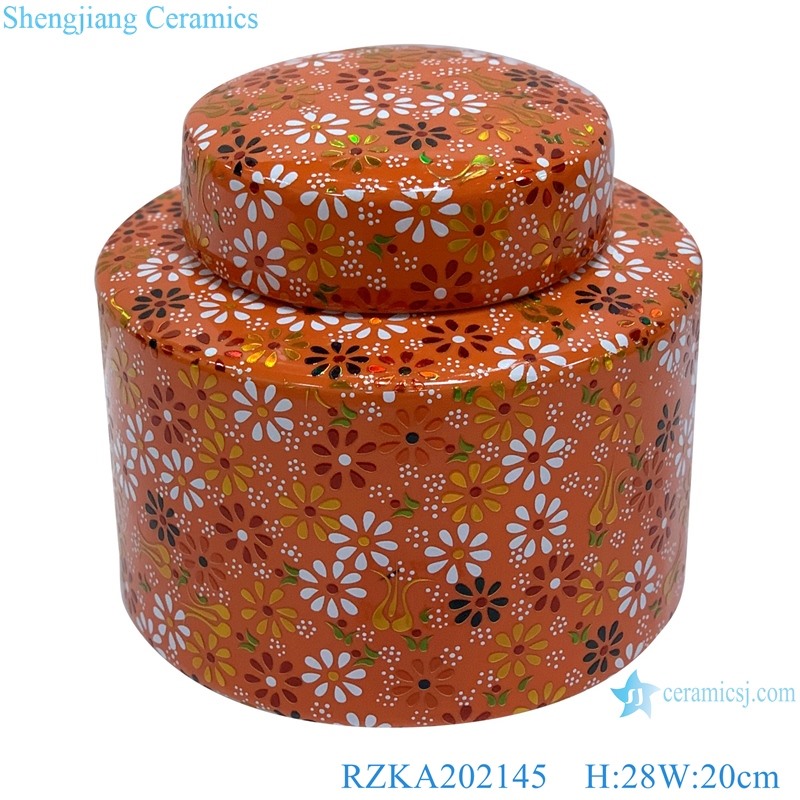 RZKA202145 Orange family rose flower medium ceramic pot 