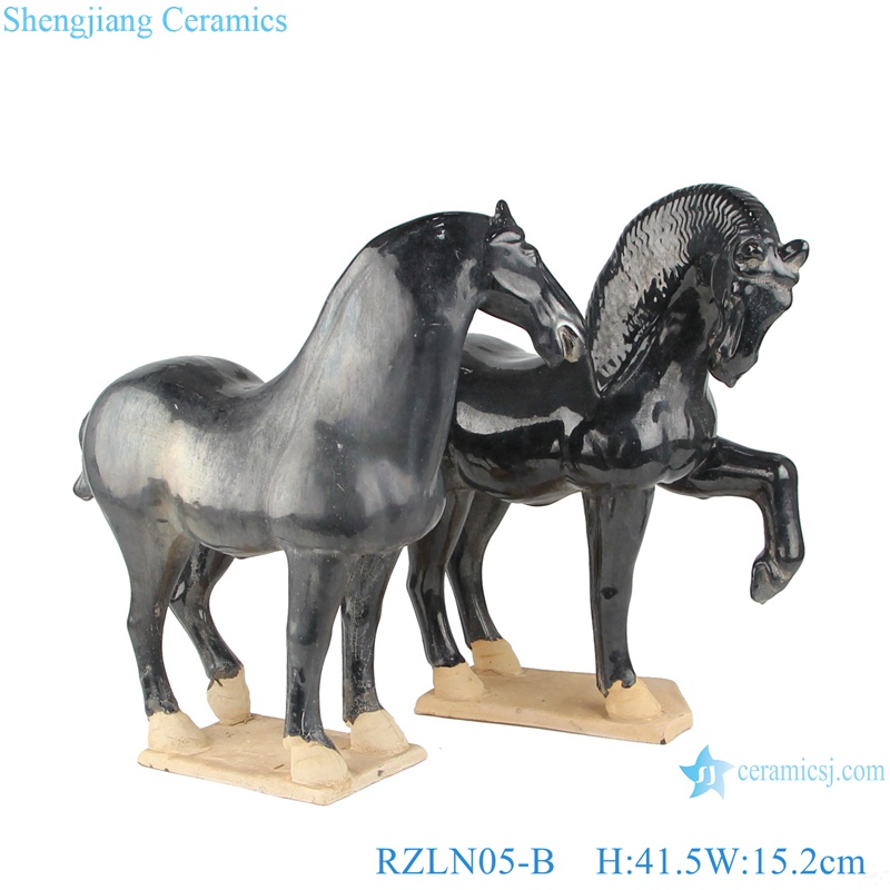 RZLN05-B/RZLN05-C porcelain horses twin horses figurine with 2 colors for home decoration