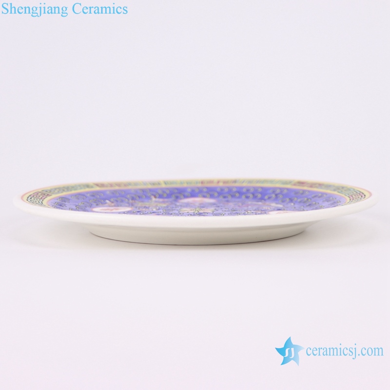 Chinese powdery blue plate with multi-pattern characters RZPV04-D