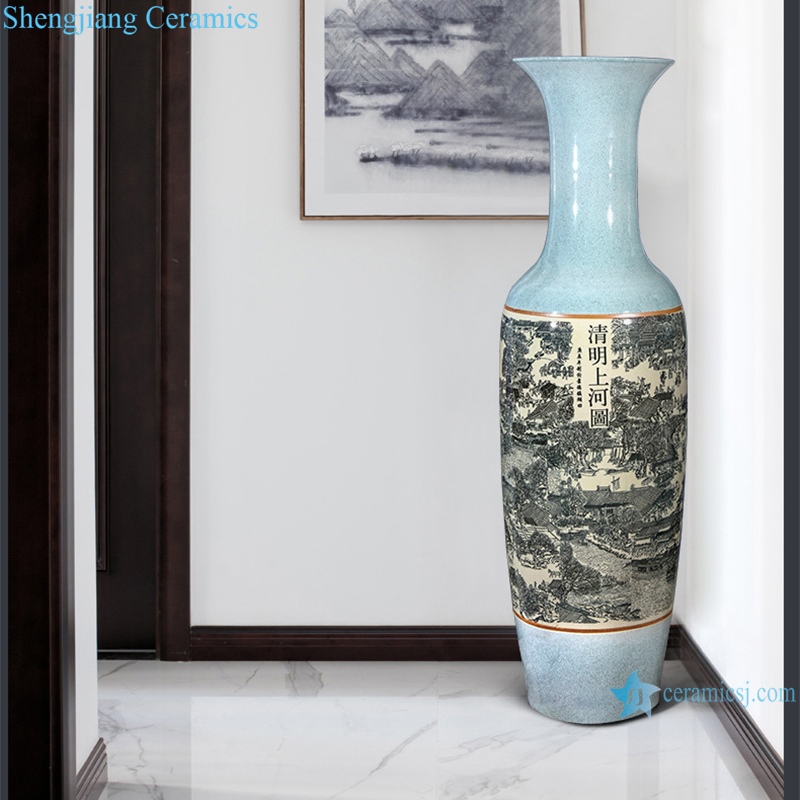  antique crack large vase ornaments in Qingming shanghetu