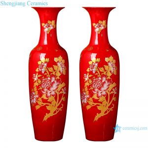 RZRi34-A Ceramic Ware China Red floor vase Chinese style home decoration