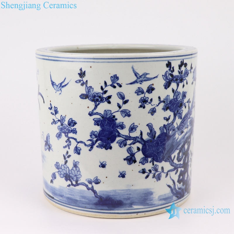 RZSC02 Chinese Blue and white flower and bird design brush pots