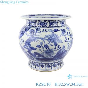 RZSC10 Hand painted fish tank with flower and bird pattern with high imitation ancient blue and white porcelain ware