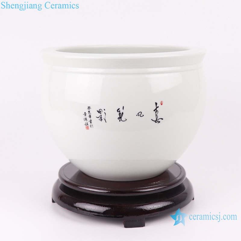 RZSF01 Chinese white flower and bird ceramic pot peach blossom pattern
