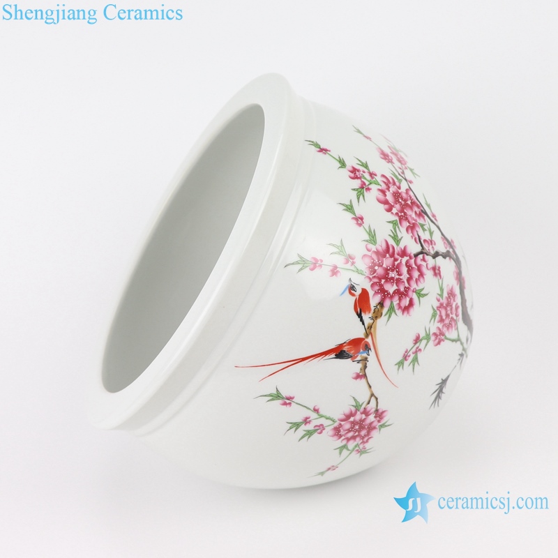 RZSF01 Chinese white flower and bird ceramic pot peach blossom pattern