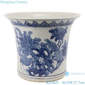 RZFB29 Ceramic Blue and White hand printed porcelain flower platers