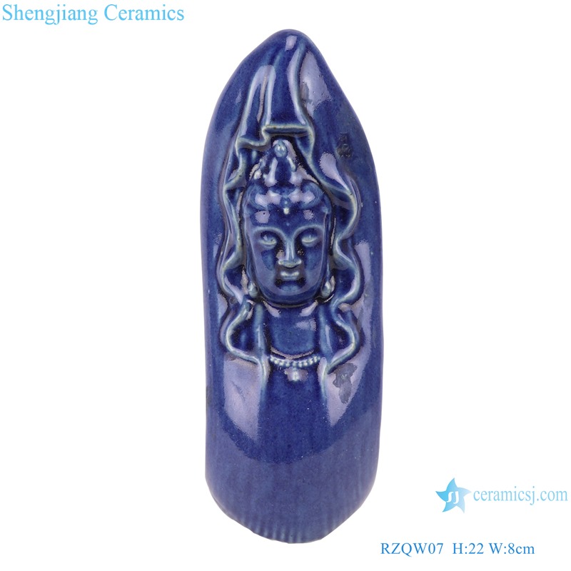 Color Glaze Sacrifice Blue Deep Blue Glaze Sculpture Snake Body Buddha Head 