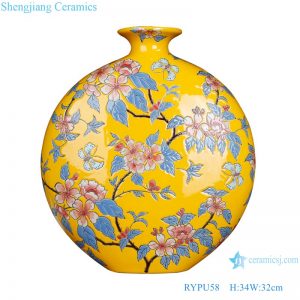 RYPU58Jing de zheng Decoration Ceramic hand painted yellow flower color ceramic & porcelain vases