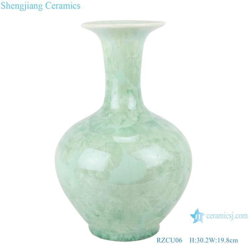 RZCU06 Jingdezhen Crystalline glaze white green blue color decorative vase-main figure