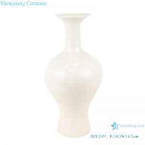 RZCU09 Handmade Pure white jade spring vase with crystal glaze decorative vase room decoration