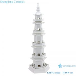 RZPi42-midd Chinese handmade pure white five-story ceramic pagoda