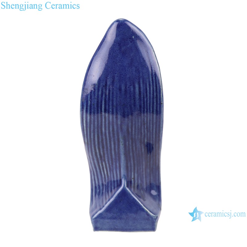 back view of Color Glaze Sacrifice Blue Deep Blue Glaze Sculpture Snake Body Buddha Head 