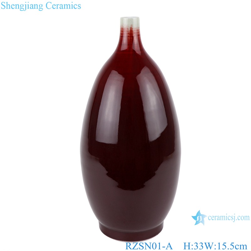 RZSN01-A Jingdezhen handmade color glaze dark red decorative porcelain vase