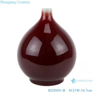 RZSN01-B Jingdezhen handmade color glazed dark red decorative porcelain vase