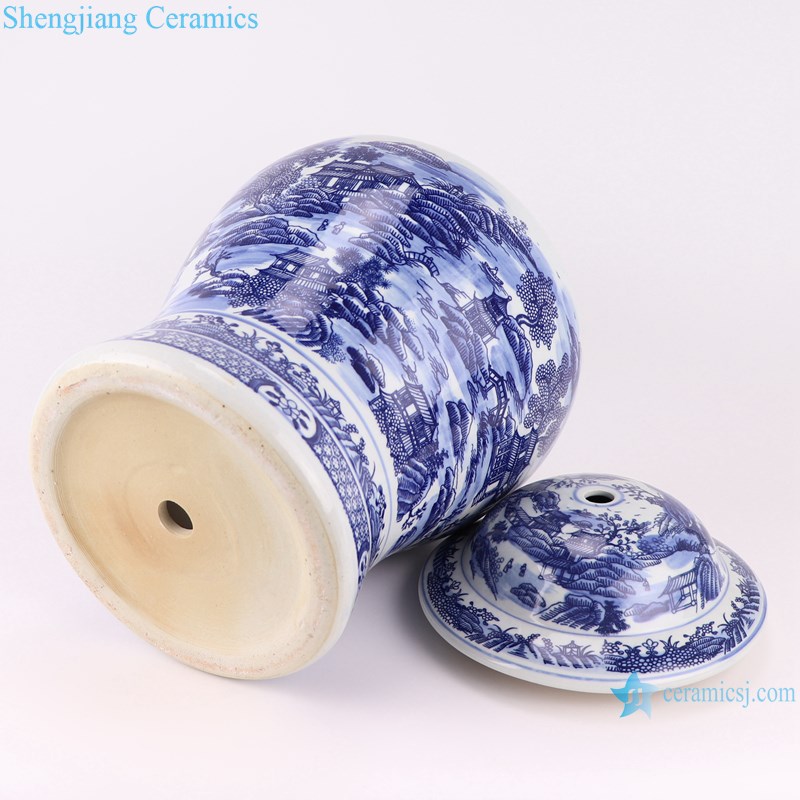 Blue and white landscape jar ceramic table lamp-profile-bottom