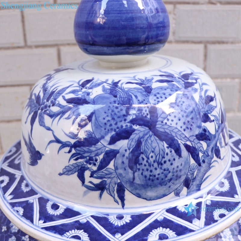 RYLU189 Blue and white flower and bird large general pot