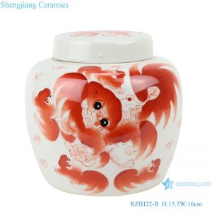 RZIH22-B antique alum red lion imagy porcelain tea pot