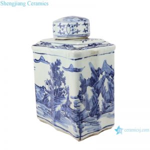 RZKJ02-D Jingdezhen hand painted blue and white landscape pattern porcelain jar
